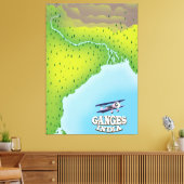 Ganges India kaart reisposter Canvas Afdruk (Insitu (Woonkamer))