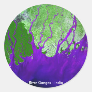 Ganges River Delta Satelliet Afbeelding - Nederlan Ronde Sticker