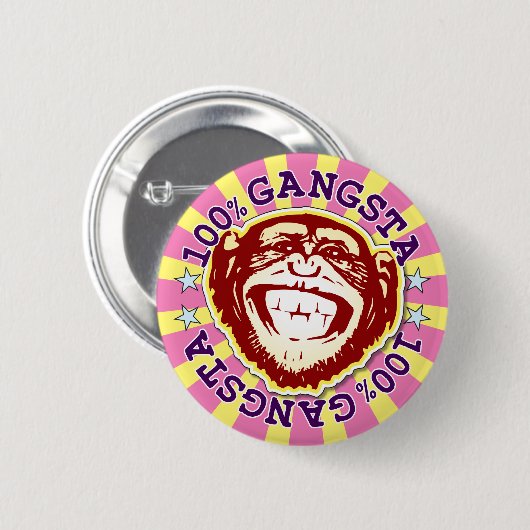 Gangsta 100% Funny Funky Monkey Badge (Devant & derrière)