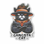 GANGSTA CAT HALLOWEEN STICKER (Voorkant)