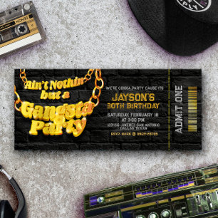 Gangsta Feest - Hiphop Thema Ticket Uitnodiging