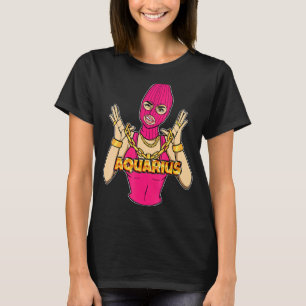Gangsta Meisje Aquarius Gemaskerde Gangster Vrouw T-shirt