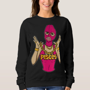 Gangsta Meisje Vissen Gemaskerde Gangster Vrouw Me Trui
