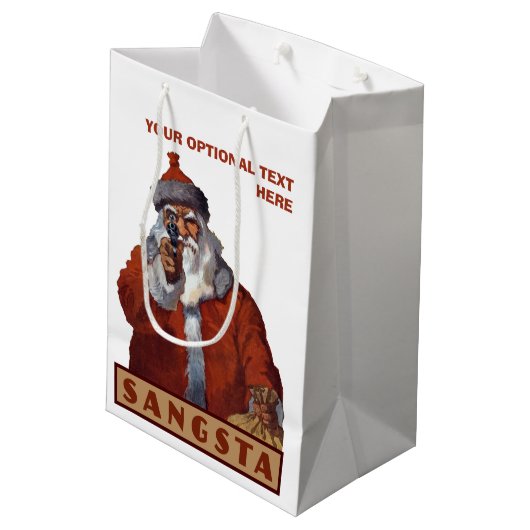 Gangsta Santa aangepaste geschenktas Medium Cadeauzakje (Achterkant Gekanteld)
