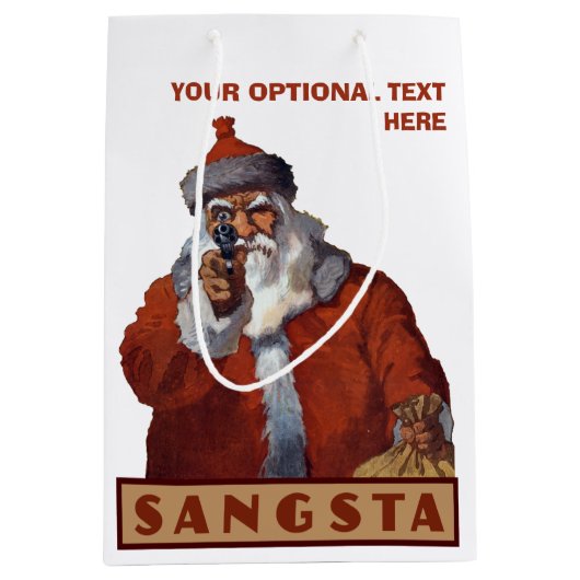 Gangsta Santa aangepaste geschenktas Medium Cadeauzakje (Voorkant)