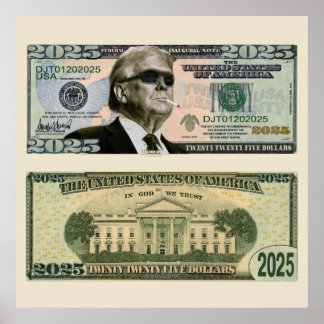 Gangsta Trump 2025 Dollarbiljet Poster