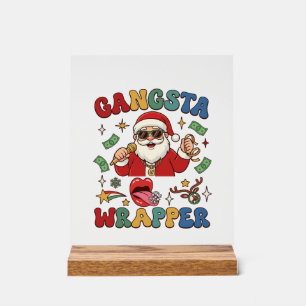 Gangsta Verpakking Kerstman Microfoon Geld Acryl Bord