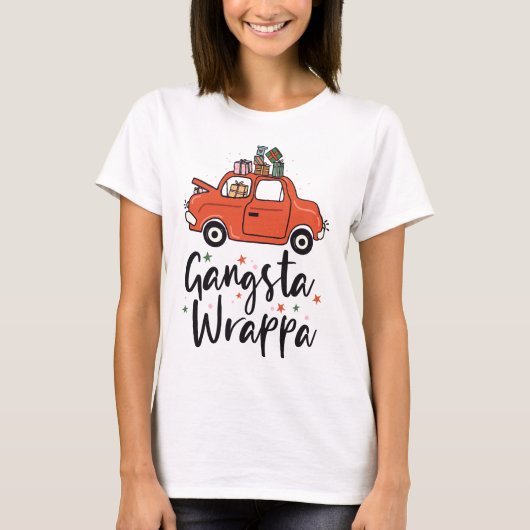 Gangsta Wrappa Funny Kerstmis T-shirt (Voorkant)