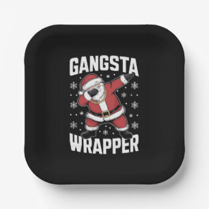 Gangsta Wrapper Funny Dabbing Santa Kerstmis Papieren Bordje