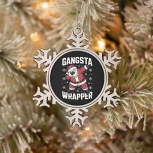 Gangsta Wrapper Funny Dabbing Santa Kerstmis Tin Sneeuwvlok Ornament