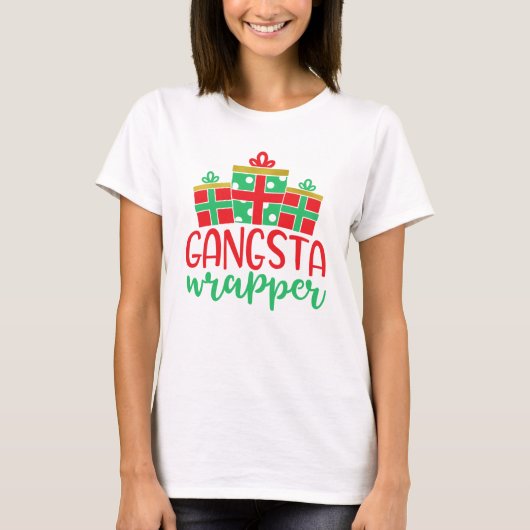 Gangsta Wrapper Funny Kerstfeestun T-shirt (Voorkant)