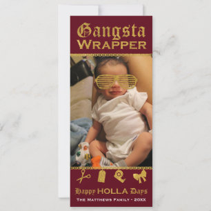 Gangsta Wrapper Happy HOLLA Days Kerstmis Feestdagenkaart