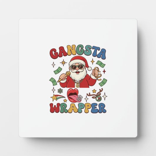 Gangsta Wrapper Kerstman Microfoon Geld Fotoplaat (Voorkant)