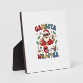 Gangsta Wrapper Kerstman Microfoon Geld Fotoplaat (Voorkant)