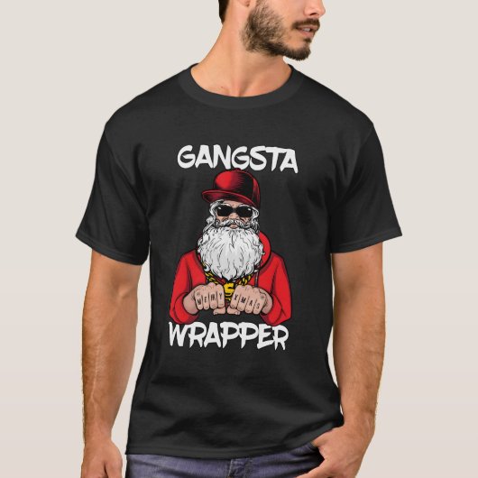 Gangsta Wrapper Kerstman T-shirt (Voorkant)