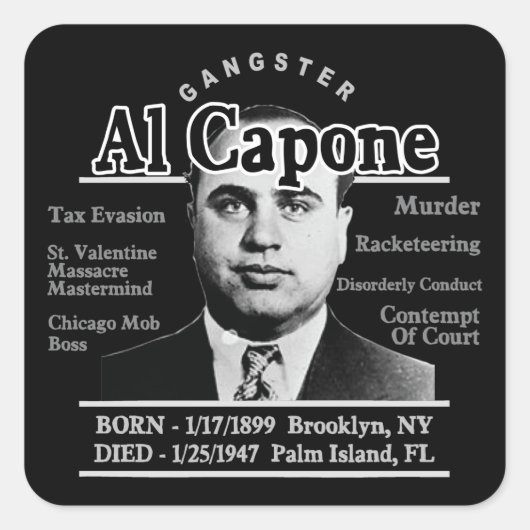 Gangster Al Capone Vierkante Sticker (Voorkant)