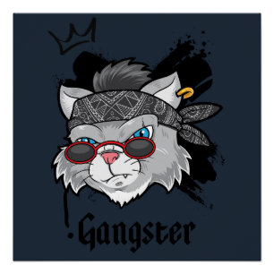 Gangster Cat Street Portret Perfect Poster