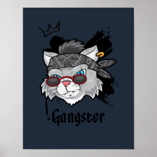 Gangster Cat Street Portret Poster