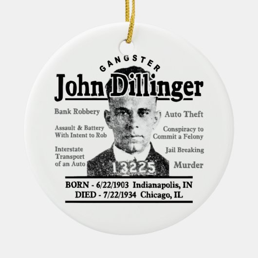 Gangster John Dillinger Keramisch Ornament (Voorkant)
