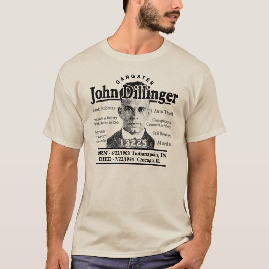 Gangster John Dillinger T-shirt (Voorkant)