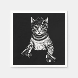 Gangster Kat Tattoo Kunst   Cool Streetwear Kitty Servet