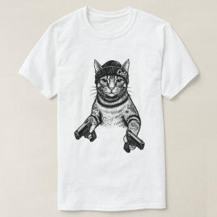 Gangster Kat Tattoo Kunst   Cool Streetwear Kitty T-shirt