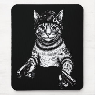 Gangster Kat Tattoo Kunst Coole Streetwear Kitty Muismat