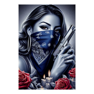 Gangster Meisje Hip Hop chicano kunst Design Perfect Poster