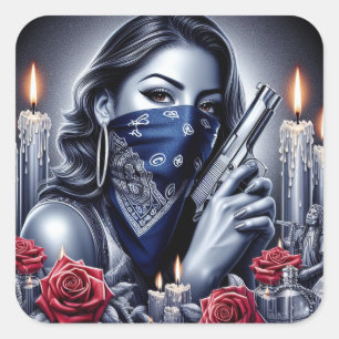 Gangster Meisje Hip Hop chicano kunst Design Vierkante Sticker