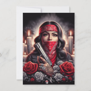 Gangster Meisje Hip Hop chicano kunst grafisch Advieskaart