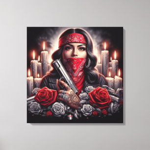 Gangster Meisje Hip Hop chicano kunst grafisch Canvas Afdruk
