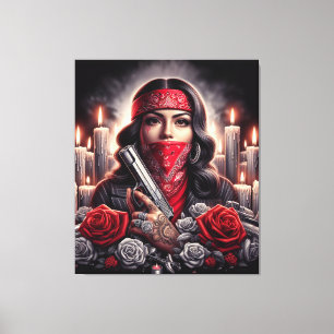 Gangster Meisje Hip Hop chicano kunst grafisch Canvas Afdruk