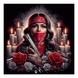 Gangster Meisje Hip Hop chicano kunst grafisch Perfect Poster