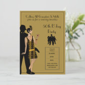 Gangster Moll jaren 20 Flapper Black Gold 50th Fee Kaart (Staand voorkant)