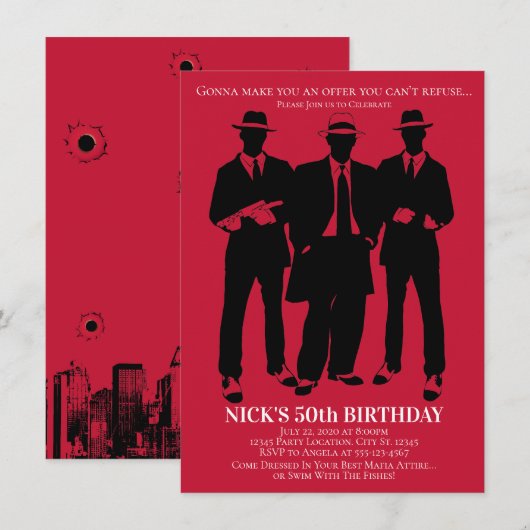 Gangster Party-uitnodigingen Kaart (Voorkant / Achterkant)