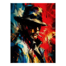 Gangster Portret Abstract Schilderij Vintage Stijl