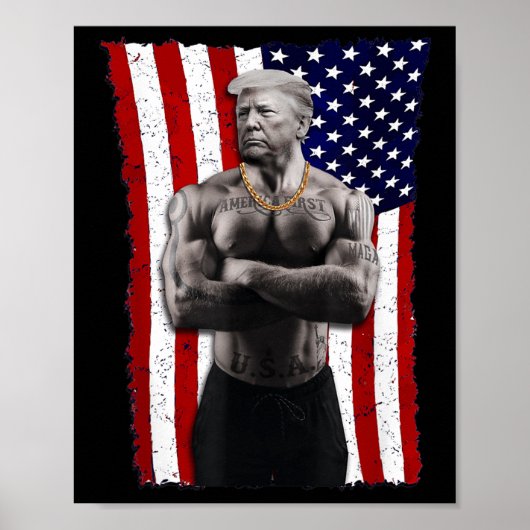 Gangster Pro Donald Trump Tattoo Republikein Ameri Poster (Voorkant)