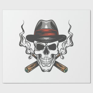 Gangster schedel met fedora hoed cadeaupapier