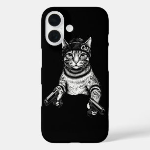 Gangsterkat-tatoeagekunst Coole Streetwear Kitty iPhone 16 Hoesje