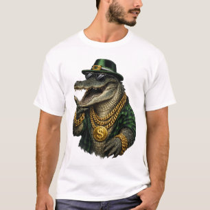 Gangsterkrokodil met gouden kettingen t-shirt