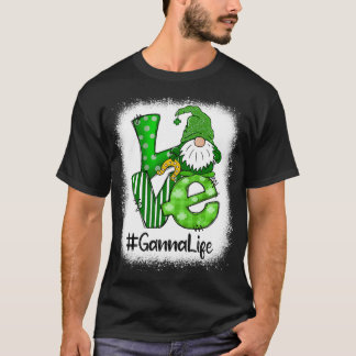 Ganna Love St Patricks Dag Gebleekte Gnome Lucky T-shirt