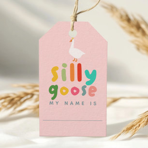 Gans Adoptie Knuffel Roze Verjaardags Cadeautje Cadeaulabel