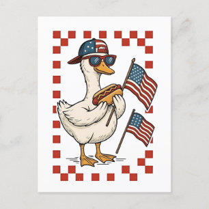 Gans Amerikaanse Vlag Memorial Day 4 juli Uitnodiging Briefkaart