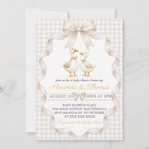 Gans Baby Shower Gingham Kaart