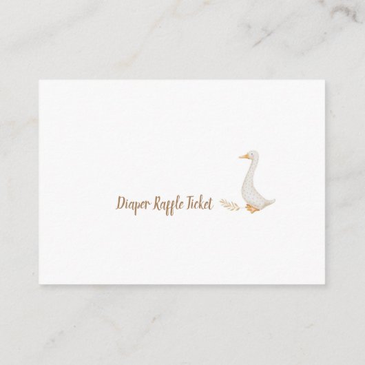 Gans Baby shower Luier Raffle Ticket Informatiekaartje (Achterkant)
