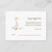 Gans Baby shower Luier Raffle Ticket Informatiekaartje (Voorkant)