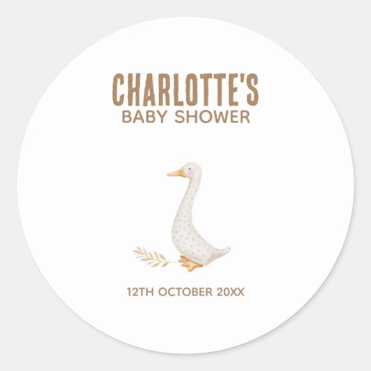 Gans Baby shower Ronde Sticker (Voorkant)