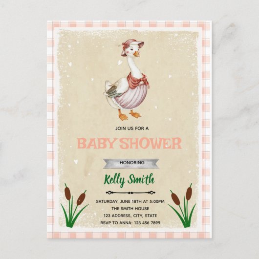 Gans babyshower uitnodiging (Voorkant)