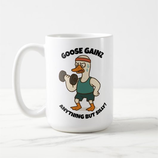 Gans Gainz – Grappige Gans Gym Workout Design Koffiemok (Links)