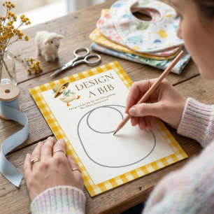 Gans Geel Gingham Ontwerp Slabbetje Shower Spelkaa Kaart